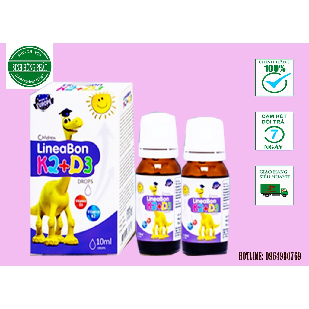 Combo 2 lọ lineabon k2 d3 10ml - Vitamin bổ sung mk7 giúp tăng chiều cao cho bé chính hãng