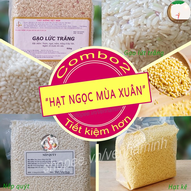 [COMBO TIẾT KIỆM] HẠT NGỌC MÙA XUÂN : gạo lứt đỏ, gạo lứt trắng, nếp cái hoa vàng, nếp cẩm, nếp quýt, hạt kê