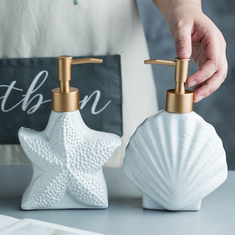 Bình đựng xà phòng dạng lỏng bằng sứ hình vỏ sò/sao biển