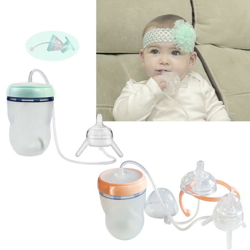 Bình Sữa Silicone 250ml Có Ống Hút Dài Cho Bé