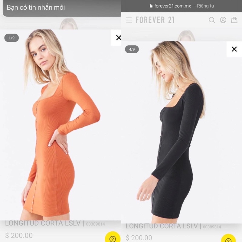 Đầm body f21 thun gân dư xịn