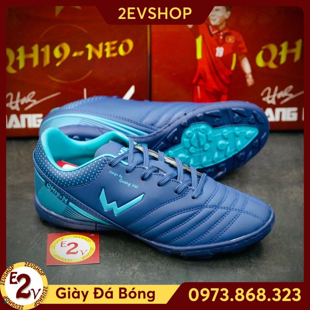 Giày đá bóng thể thao nam Wika QH19 Neo Navy đế mềm, giày đá banh cỏ nhân tạo cao cấp - 2EVSHOP