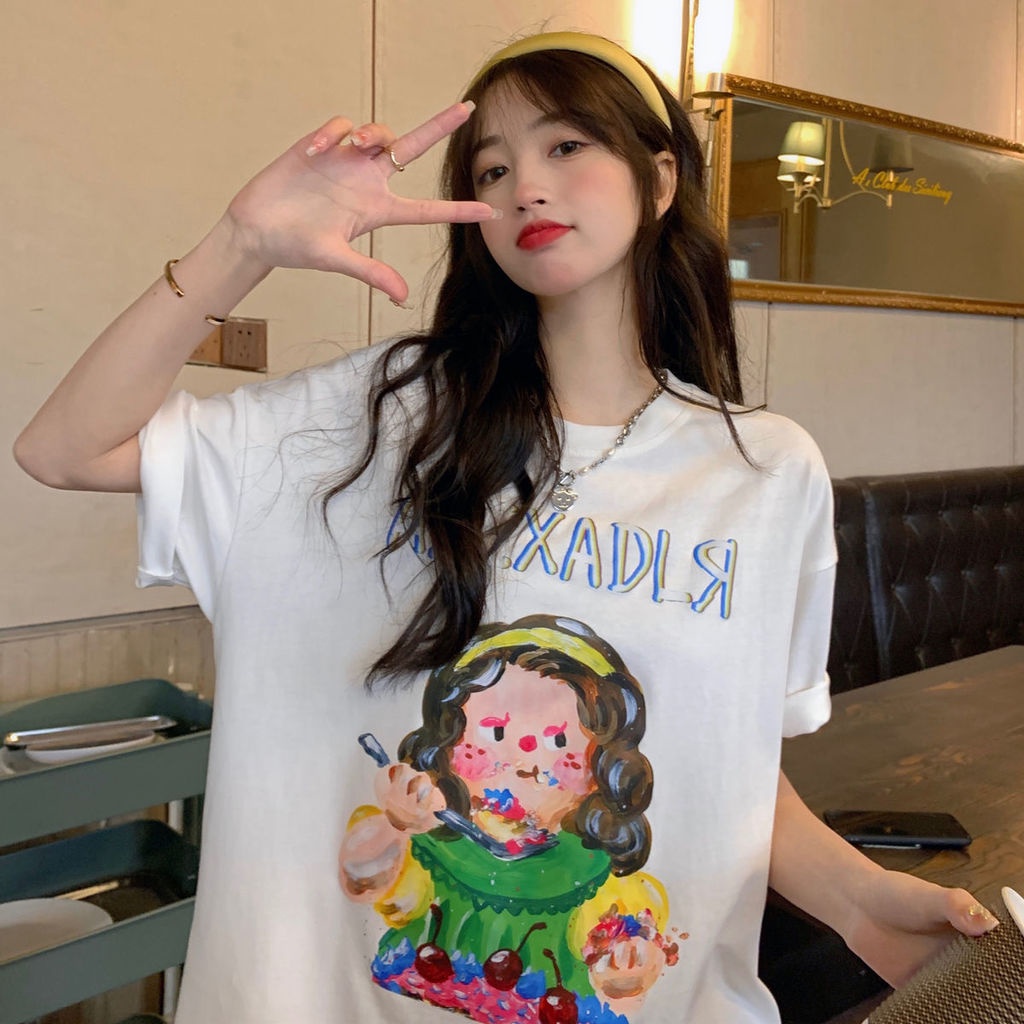 Áo Thun Tay Ngắn Dáng Rộng Hợp Thời Trang