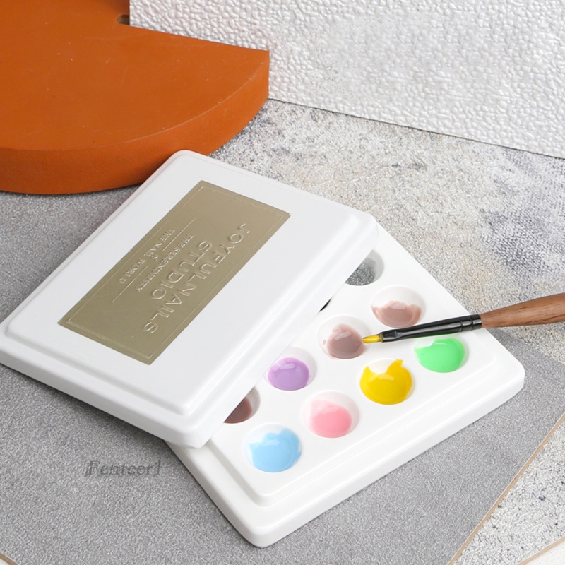 [Fenteer1] Bảng Pha Màu Nước Gouache Bằng Sứ Có Vỏ Dễ Vệ Sinh