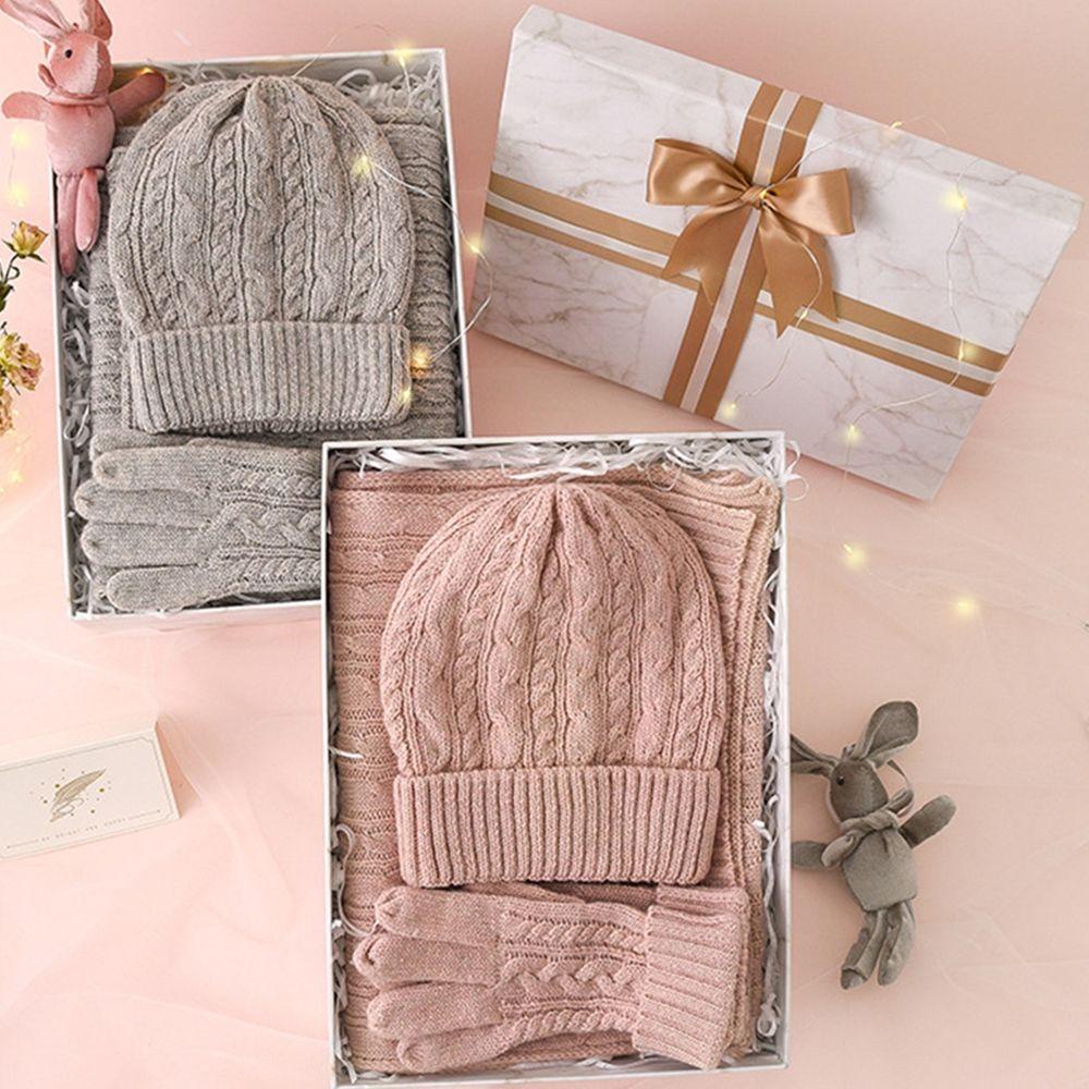 Set Mũ beanie + Găng Tay + Găng Tay + Găng Tay Cảm Ứng Thời Trang
