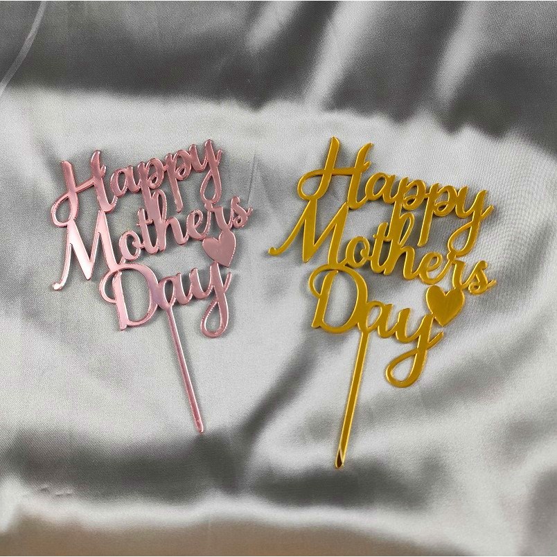 Topper trang trí bánh kem hình chữ Happy Mother's Day