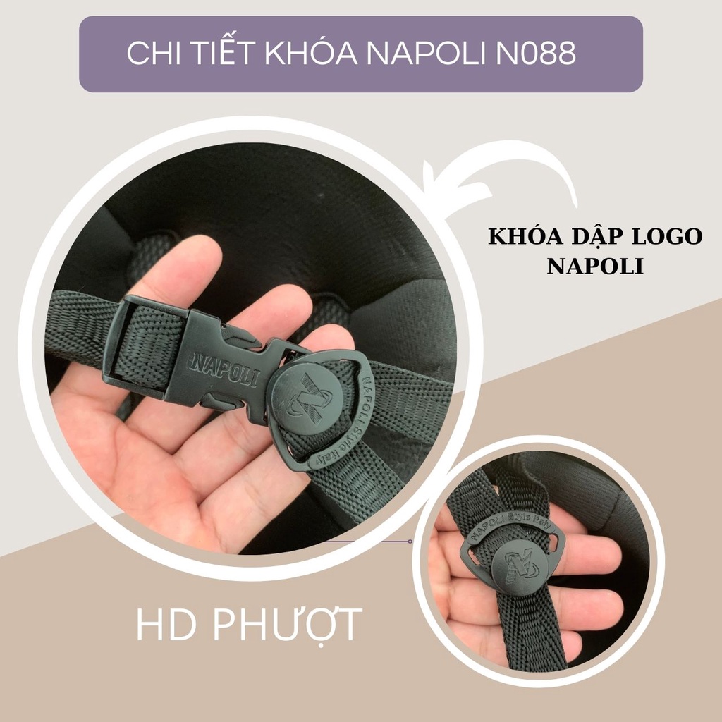 Mũ bảo hiểm 1/2 đầu Napoli N088 new - Nón bảo hiểm nữa đầu lót đệm và lỗ thoáng khí, bảo hành 12 tháng
