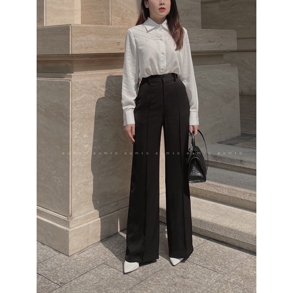 EUMSO - Quần tây hack dáng lưng cao ống rộng LANA PANTS