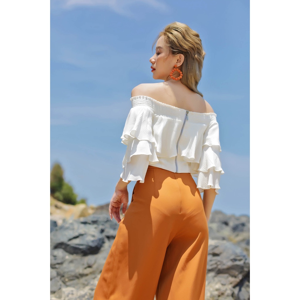 SÒ VINTAGE - MUN Quần ống rộng túi xéo phối nút giả | BigBuy360 - bigbuy360.vn