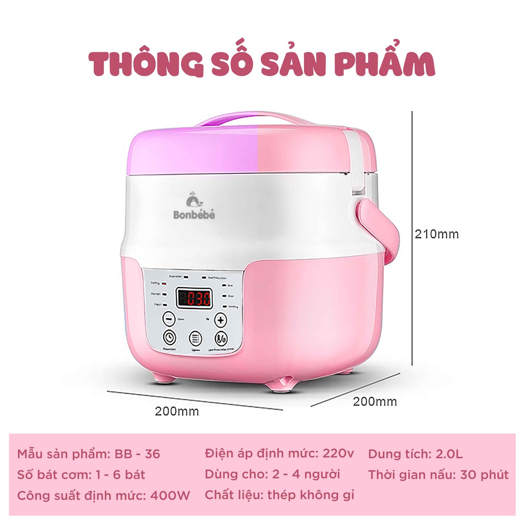 NỒI ĐA NĂNG BB-36 ( NINH HẦM- HẤP- Ủ SỮA CHUA )