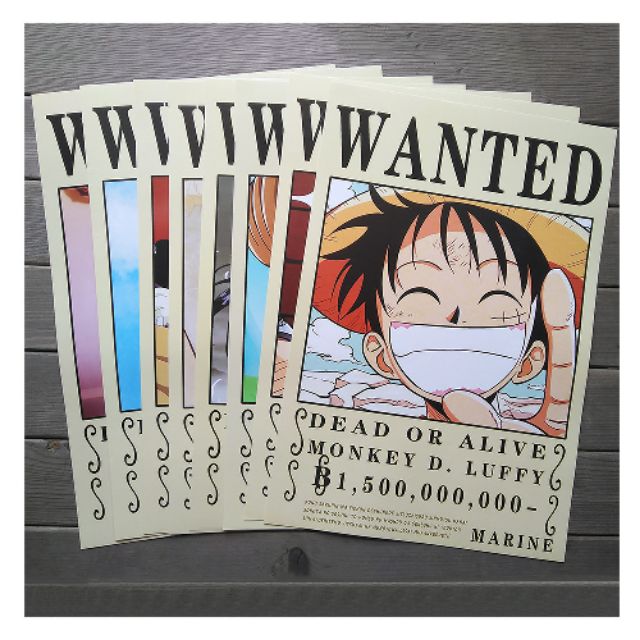 Combo 8 tấm poster Wanted One Piece