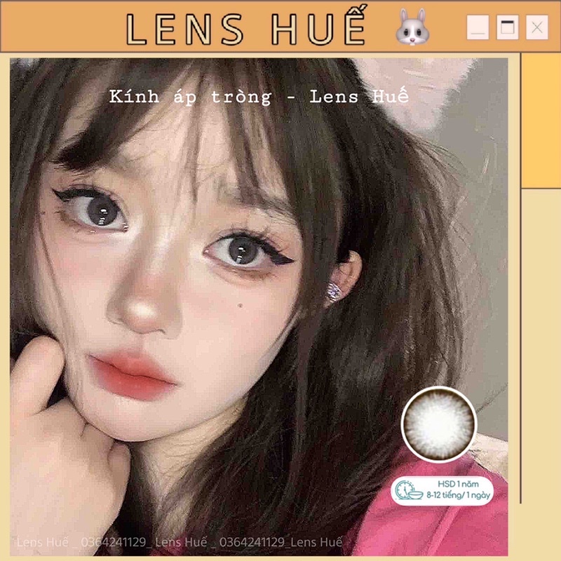 ✨ Kính áp tròng (lens) xám đen 14.5mm giãn vừa sử dụng 12 tháng - Lens Huế