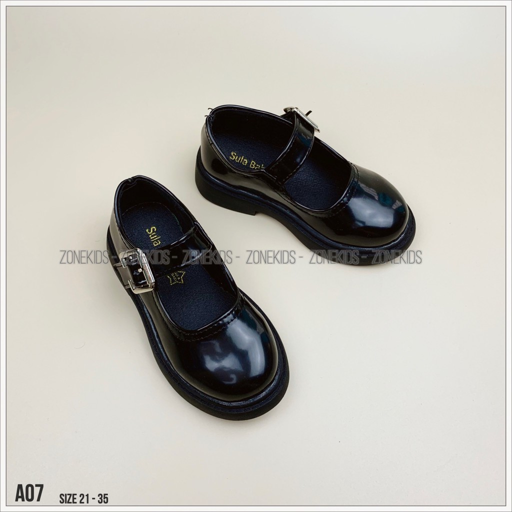Giày búp bê đen trơn cho bé gái Zonekids - A07