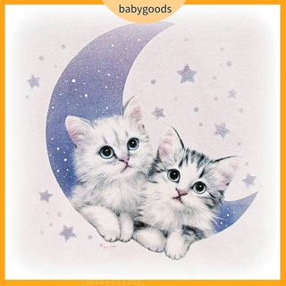 Bộ Tranh Đính Đá Tự Làm Kèm Phụ Kiện Hình Mèo Con Và Mặt Trăng Độc Đáo