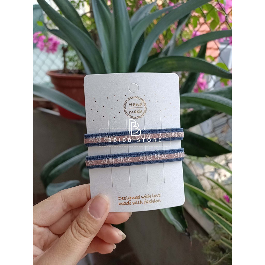 DÂY buộc tóc đơn họa tiết CHỮ HÀN QUỐC , NHIỀU MÀU SẮC