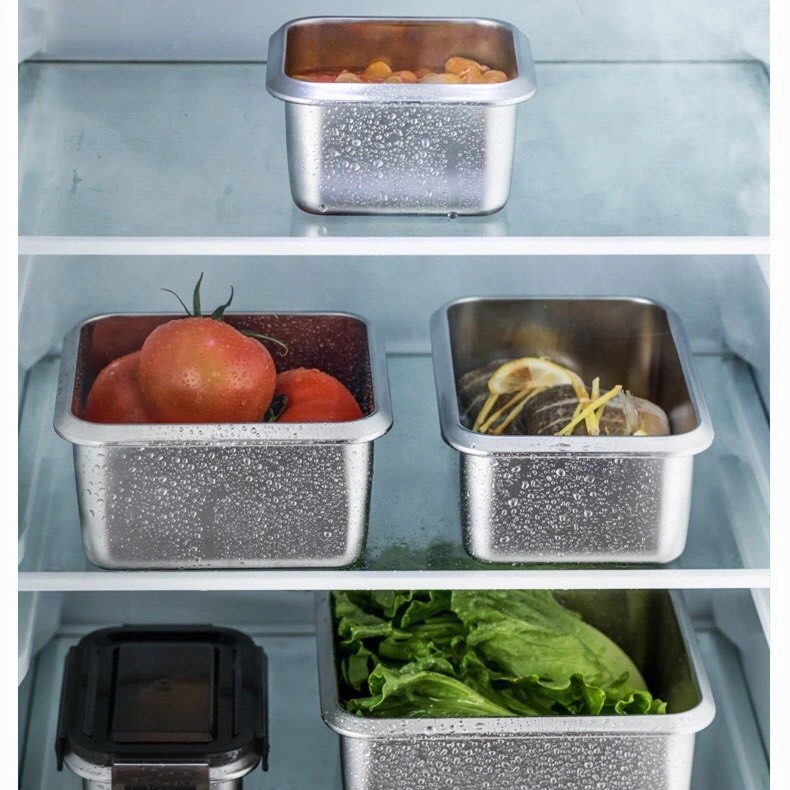 Set Hộp bảo quản thực phẩm bằng inox 316 cao cấp sử dụng được trong lò vi sóng, hộp trữ đông tủ lạnh