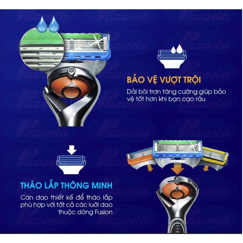 Dao cạo râu 5 lưỡi cao cấp- Combo 1 cán + 4 đầu thay [tặng bao đựng cao su+1 kem cạo 30ml]