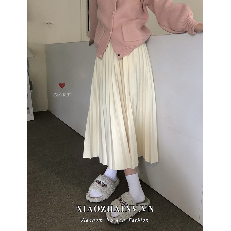 Chân váy maxi lưng cao co giãn phong cách Hàn Quốc 3 màu lựa chọn