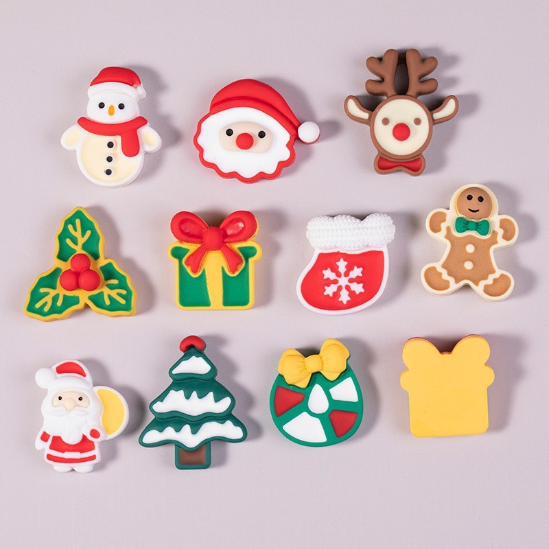 Charm (C182) slime/ Dụng Cụ Charm Trang Trí [Ko Keo &amp; Nút] Hình Hoạ tiết Giáng sinh Noel - 01 Cái