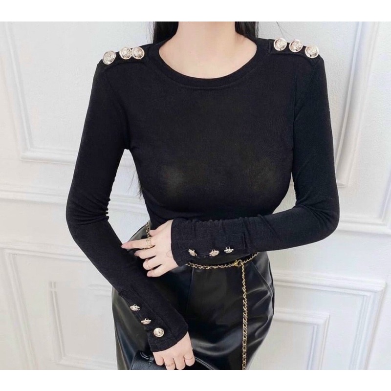 ÁO NHÚNG KIM CƯƠNG CỔ TRÒN CÚC VAI HOTTREND MS12671