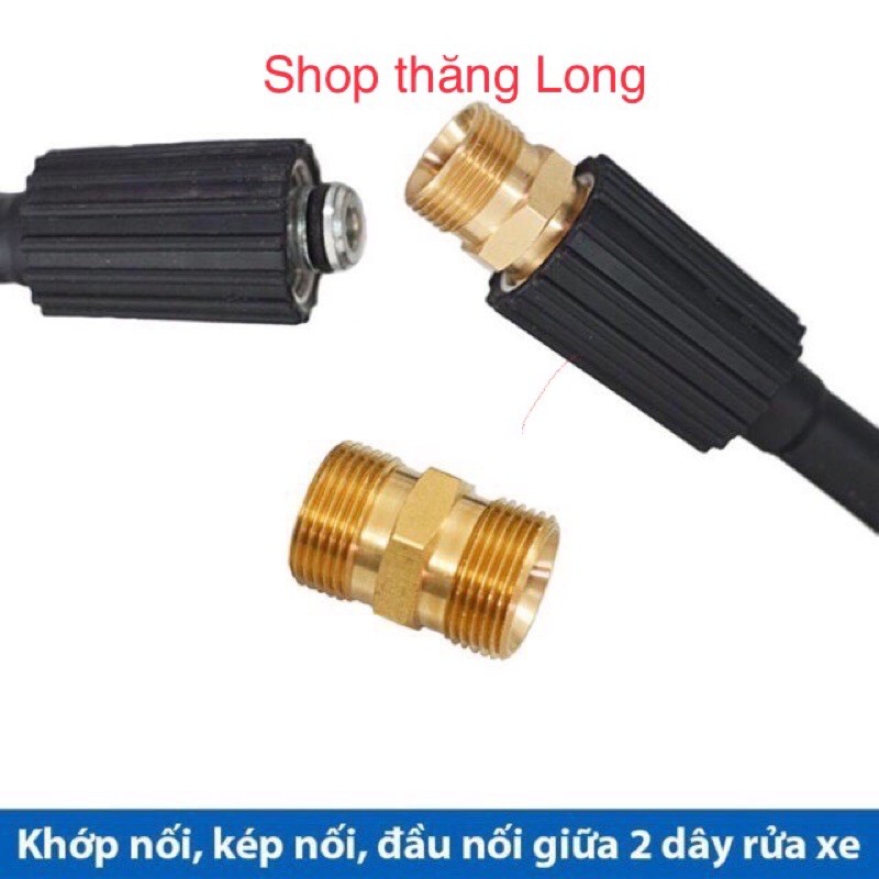 Cút nối dây rửa máy rửa xe cao áp ren 22mm bằng đồng