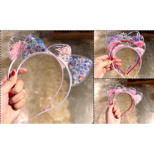 Cài tóc kim sa, bờm tóc hình tai mèo cho bé