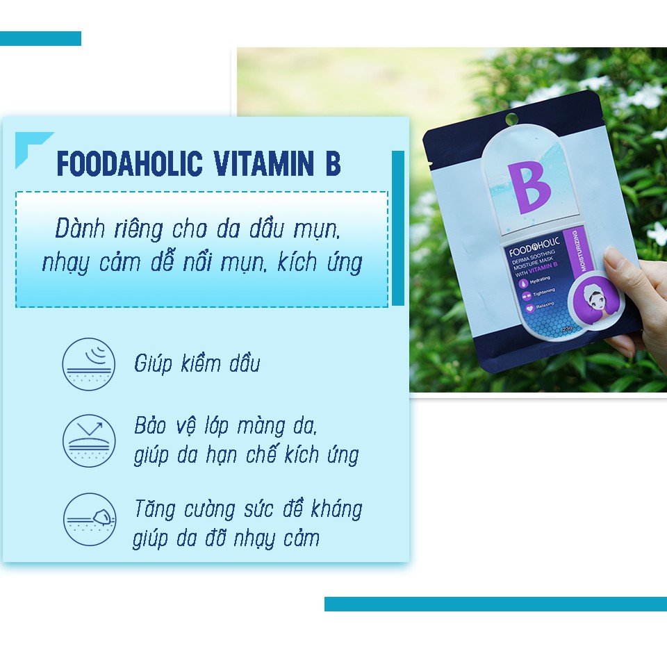 Mặt Nạ Dưỡng Ẩm, Hỗ Trợ Thu Nhỏ Lỗ Chân Lông Chiết Xuất Vitamin B Foodaholic Derma Soothing Moisture Mask 23g