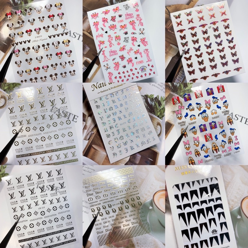 Stick dán móng nail, stick chữ , gấu