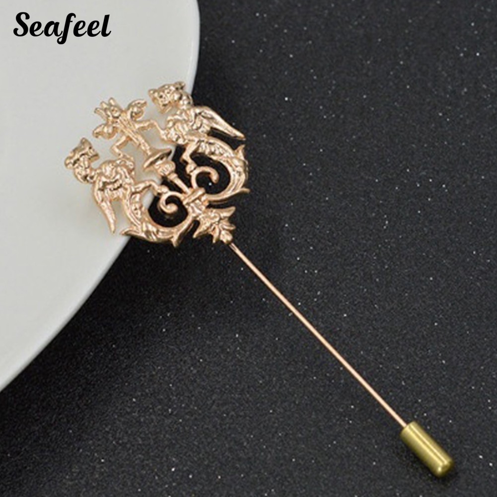 SF ✥Vintage Men Hollow Double Lion Brooch Pin Lapel Clip Party Jewelry Gift