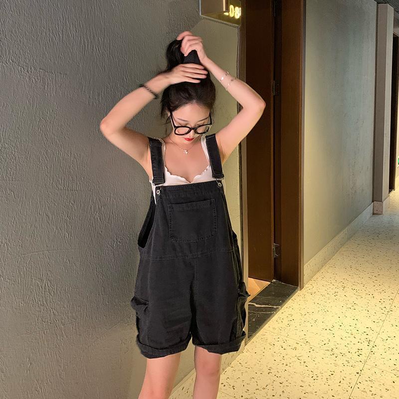 COZOK Áo liền quần Denim Lưng Cao Ống Rộng Thời Trang Cá Tính Kiểu Hàn Quốc