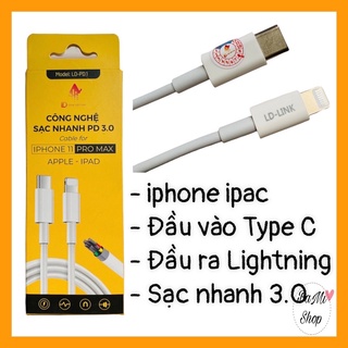 Cáp sạc nhanh iphone pd 20w , dây sạc nhanh iphone pd 11/11 pro max/7/7 plus /8 /8 plus/ x /xs max chính hãng ld link