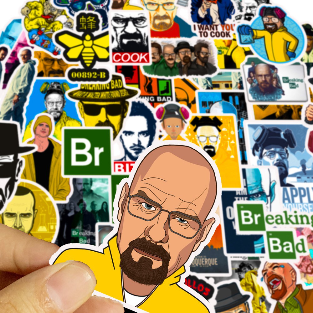 50PCS Breaking Bad Waterproof Sticker  Movie For Luggage Car Guaitar Skateboard Phone Laptop Bicycle Motor Stickers