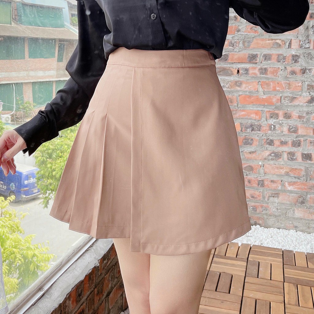 Chân váy xếp ly ngắn lệch tà dáng Chữ A Madela, Váy Xếp li chữ A ngắn phong cách trẻ trung công sở- CVLN05 | BigBuy360 - bigbuy360.vn