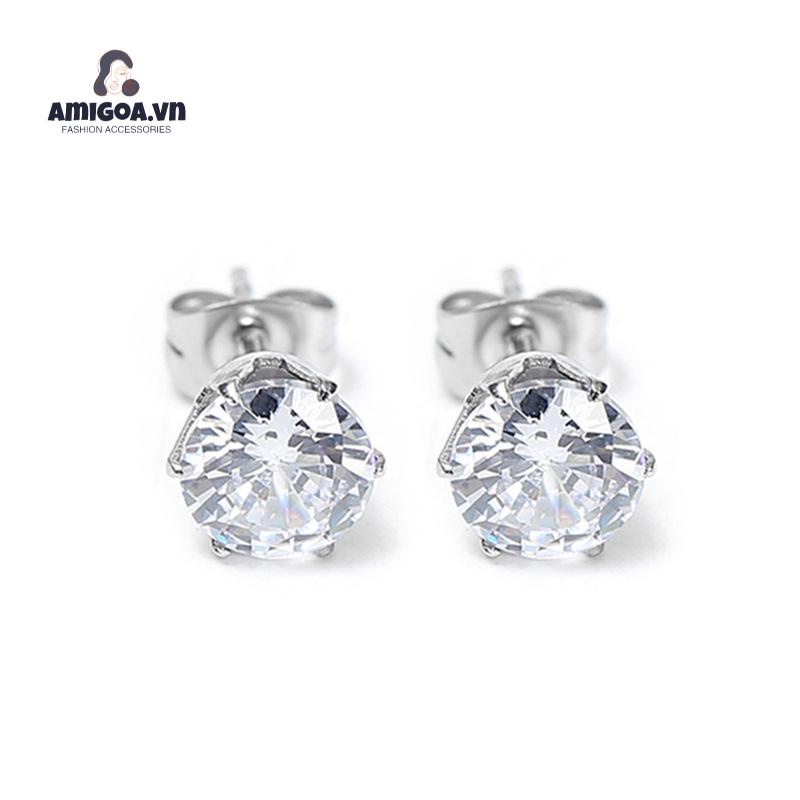✨✨Khuyên Tai Xỏ Lỗ Bằng Thép Titan Đính Đá Zircon Siêu Lấp Lánh