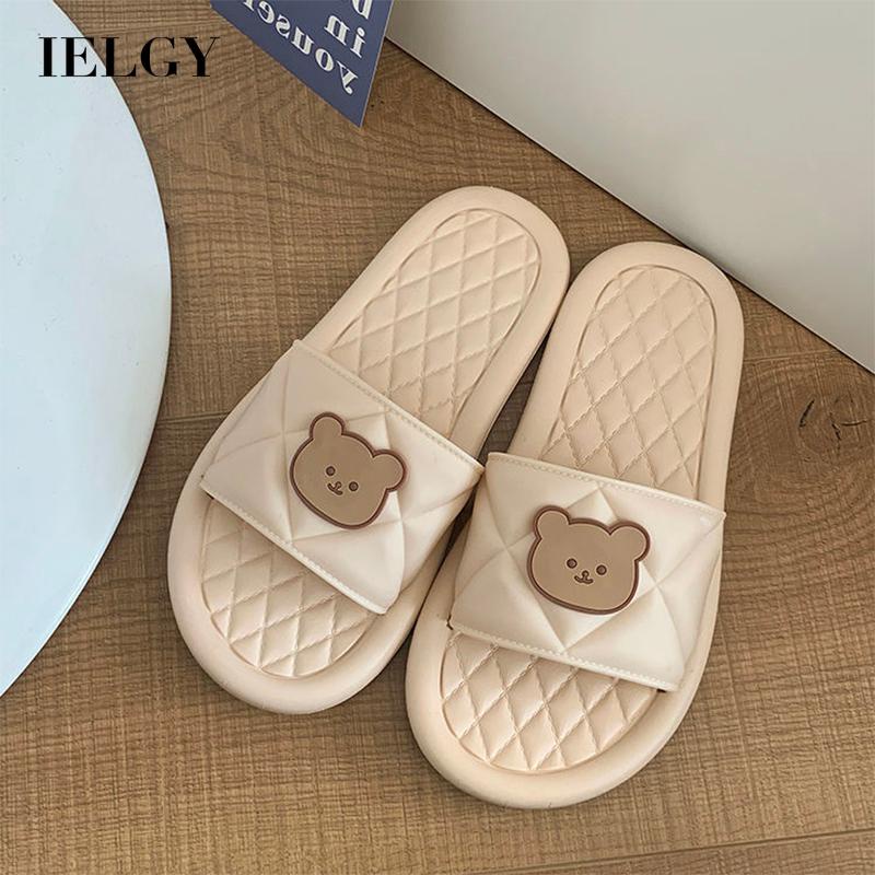 IELGY Dép đi trong nhà đế mềm chống trượt họa tiết hoạt hình dễ thương thời trang dành cho nữ