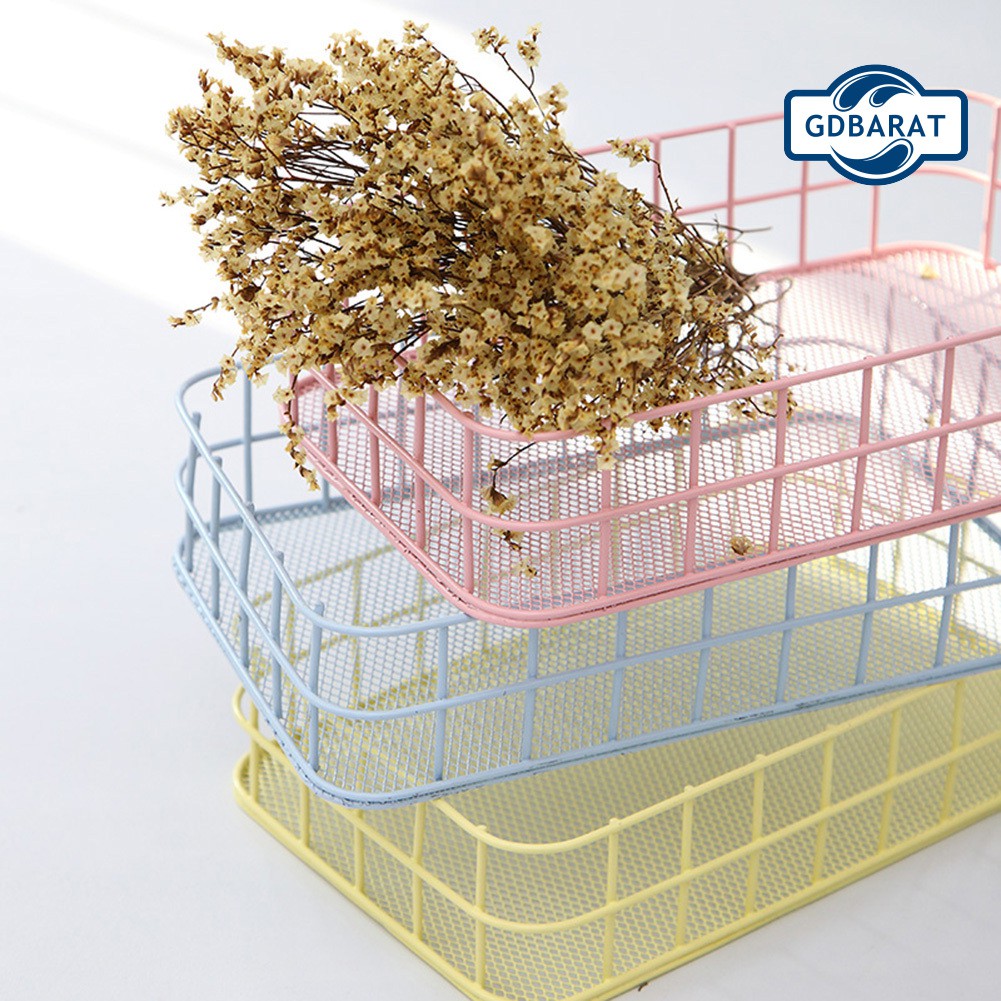 Giỏ đựng đồ dùng mỹ phẩm bằng sắt thiết kế độc đáo để bàn tiện lợi