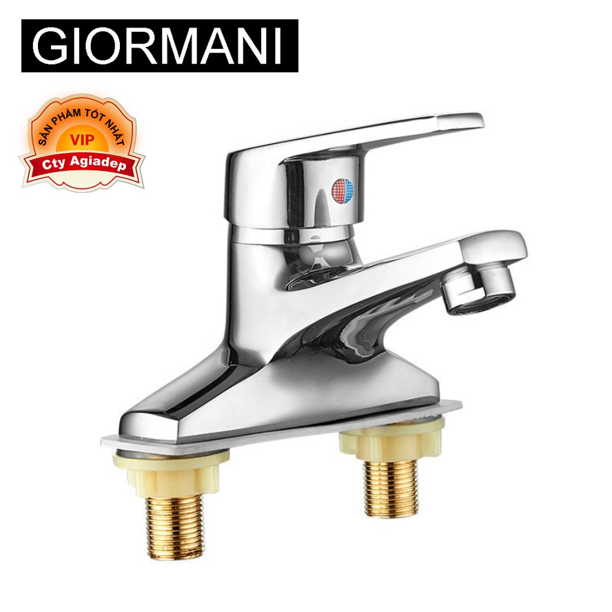 Vòi Lavabo hai chân GIORMANI ITALIA vòi bồn rửa cao cấp bóng đẹp + Đôi dây cấp (Kiểu 2 chân)