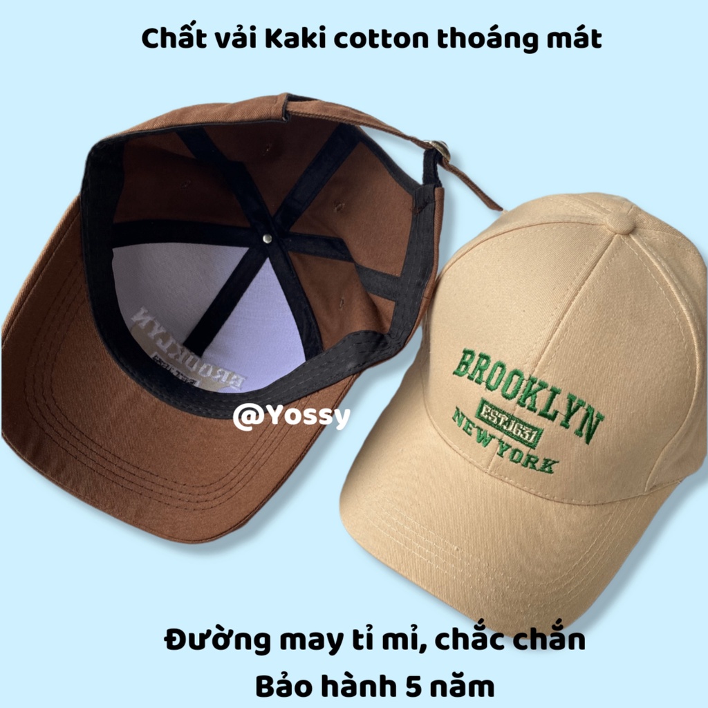 Mũ lưỡi trai nam nữ thêu chữ Brooklyn 1963 chất vải kaki thời trang phong cách Hàn Quốc, Nón kết unisex cao cấp - YOSSY