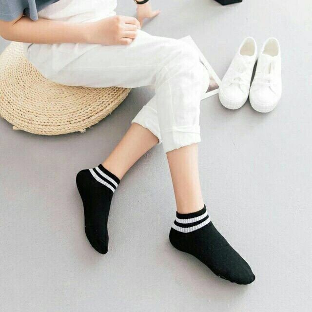 Sét 10 Đôi Tất Kẻ Nữ cổ ngắn Phong Cách Hàn Quốc