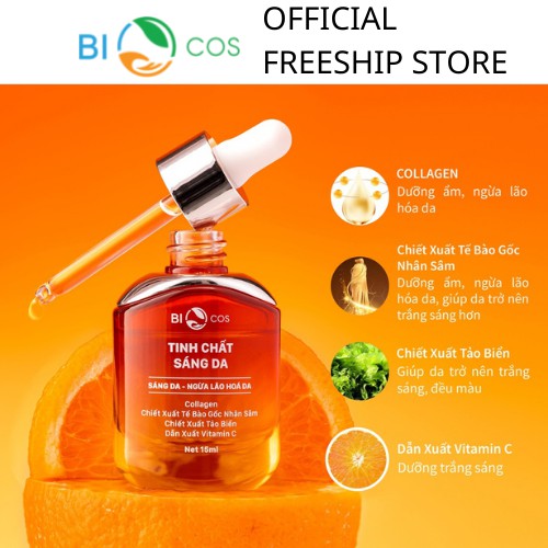 Tinh Chất Sáng Da Collagen Biocos, Ngăn Ngừa Lão Hóa 30ml và 15ml.