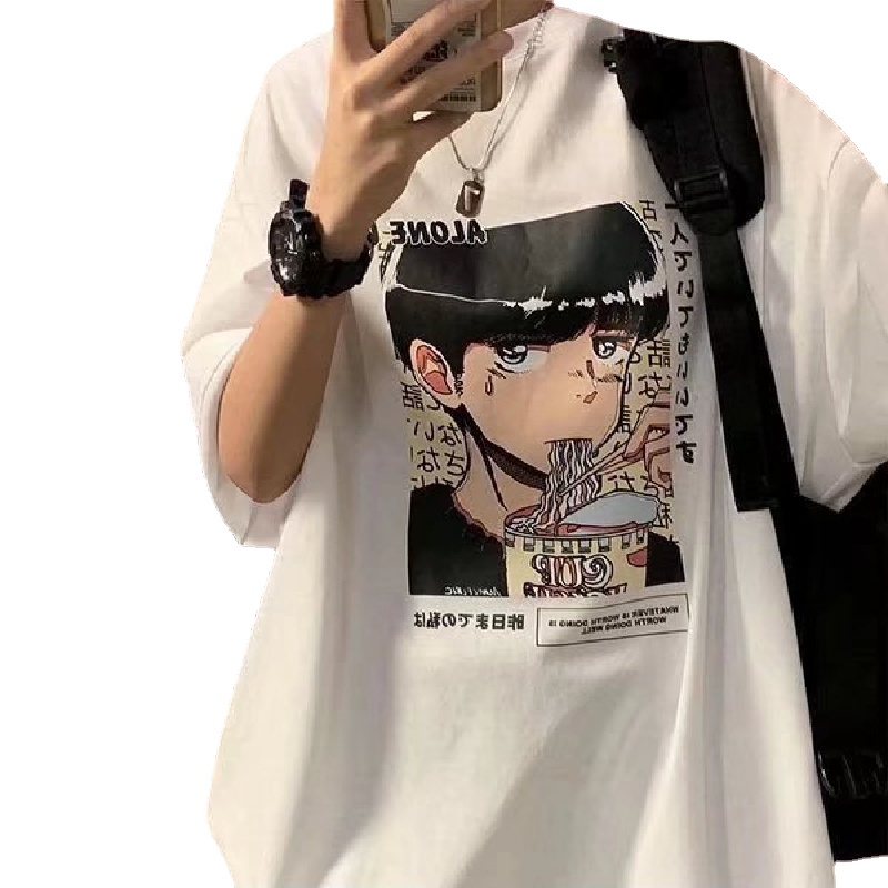 Áo Thun Tay Ngắn Dáng Rộng In Họa Tiết Hoạt Hình Phong Cách Hip Hop Hàn Quốc Thời Trang Mùa Hè Cho Nam Và Nữ