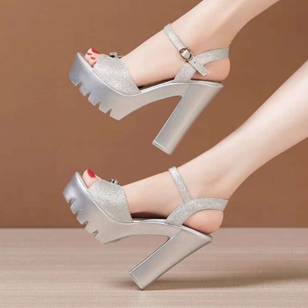 SANDAL CAO GÓT VIỀN KIM TUYẾN QUAI ĐÍNH ĐÁ 10 PHÂN✨✨