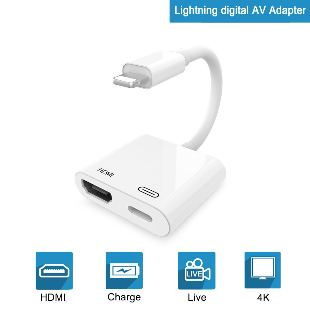 Cáp chuyển đổi 1080P lightning sang HDMI AV kỹ thuật số 4K USB cho iPhone X / 8