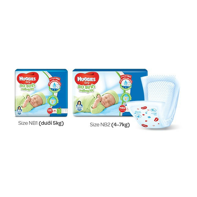 Miếng lót sơ sinh Huggies NB1 56 miếng