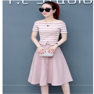 Váy đầm nữ ❤️hàng2021❤️ set chân váy và áo thun cao cấp - đầm nữ hàng nhập qc có tặng kèm belt