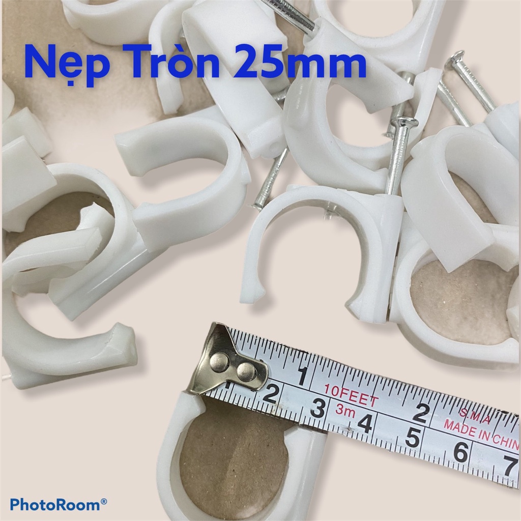 Nẹp tròn 25mm . Nẹp dây điện 1 gói gồm 100 cái