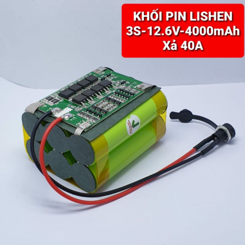 achun.vn - KHỐI PIN LISHEN 3S - 12V - 4000mah XẢ 40A