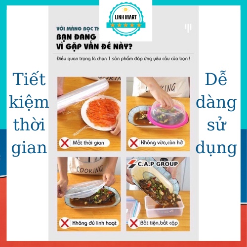 Màng bọc thực phẩm co giãn siêu dai có chun hình túi gấu set 100 chiếc LINH MART
