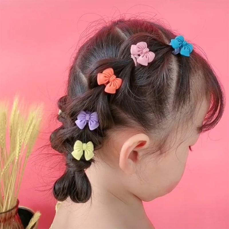 Bộ 2 Dây Cột Tóc Co Giãn Họa Tiết Nơ Xinh Xắn Cho Bé Gái
