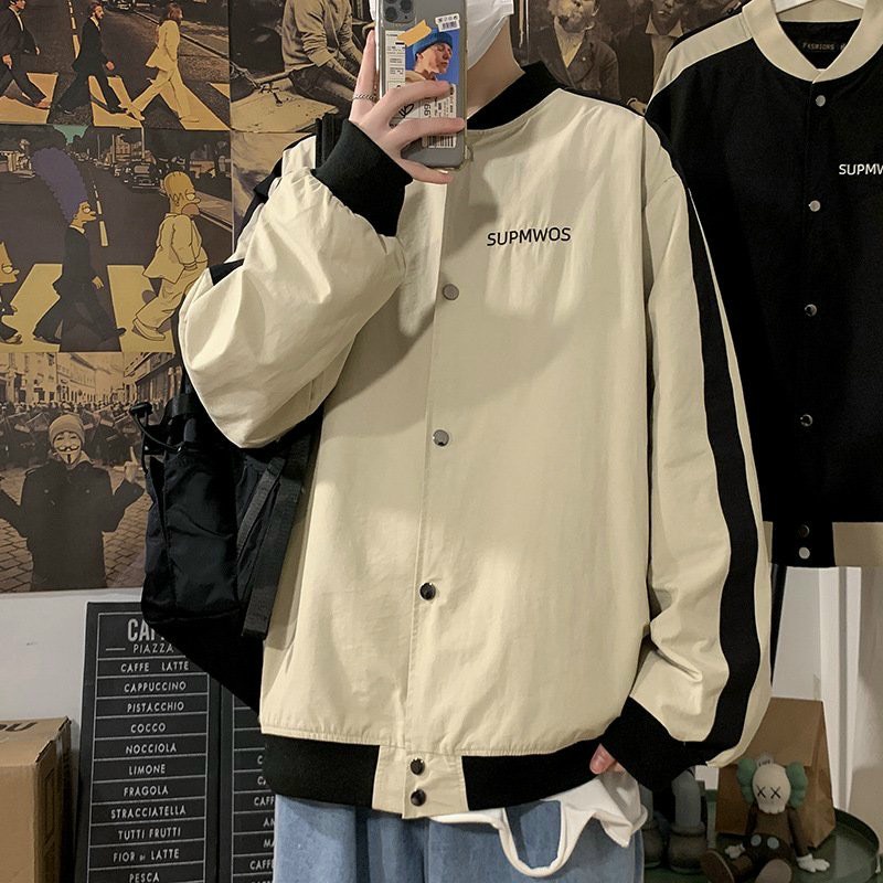 Áo khoác dù BOMBER nút bấm logo SUPMWOS